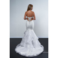 Strapless Bodice Accented with Intricate Beading Wedding Dress with Flare Draped Skirt